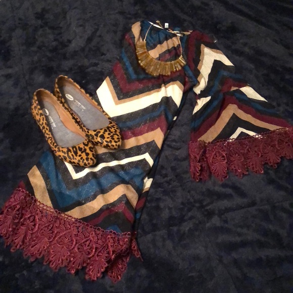 Auditions Chevron and Lace Dress 3X - Picture 2 of 6